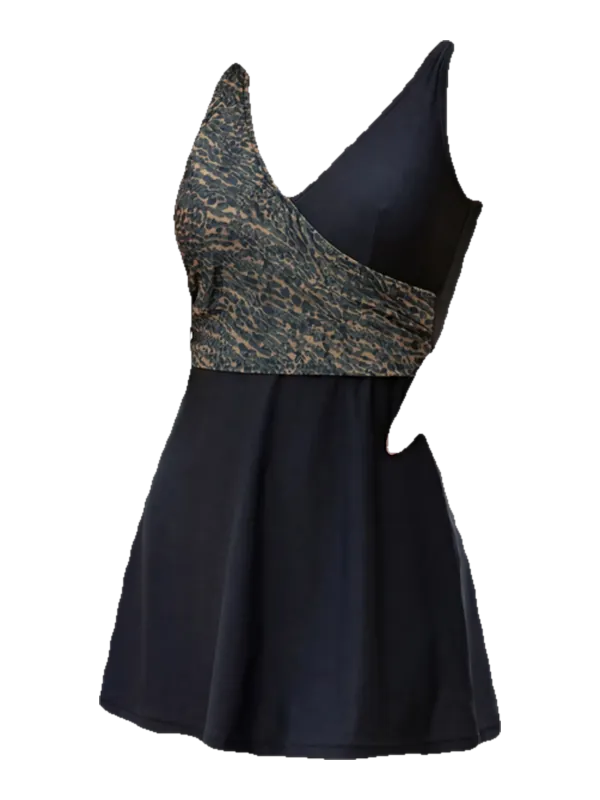 Leopar Geçişli Etekli Tankini