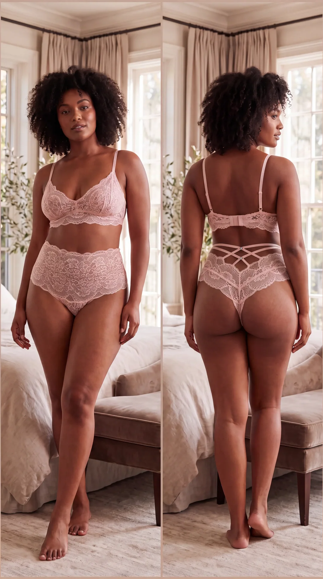 Elegance Yüksek Bel Dantelli Tanga